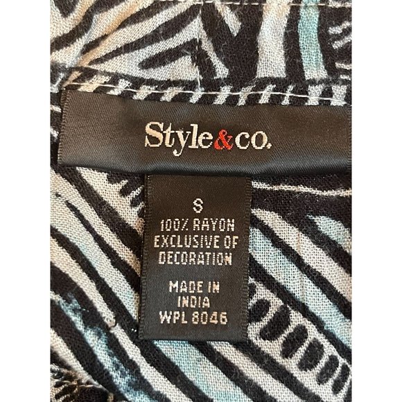 Style & Co Women Geometric A Line Skirt Drawstring Waist Black White Size Small - Picture 5 of 5